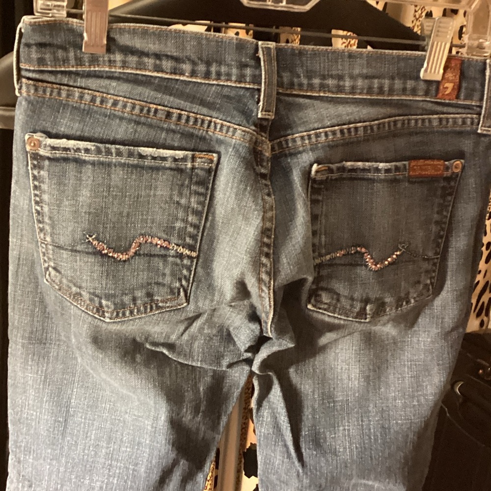 7 For All Mankind Women's Light Blue Capri Jeans - Size 28